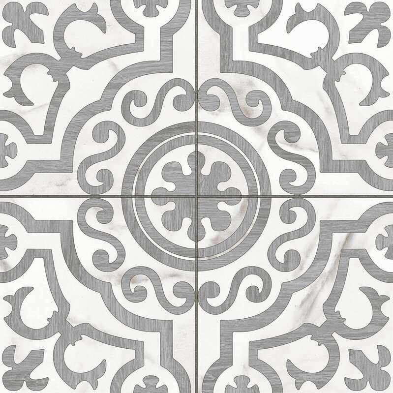 Декоративные элементы Cersanit Siena Белый Узор A16010, цвет белый серый, поверхность глазурованная, квадрат, 420x420