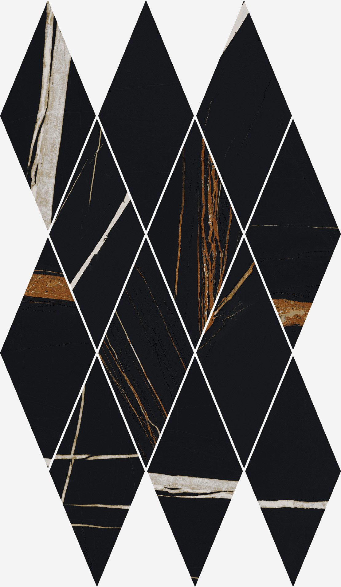 Мозаика Italon Charme Deluxe Sahara Mosaico Diamond Lux 620110000116, цвет чёрный, поверхность полированная, прямоугольник, 280x480