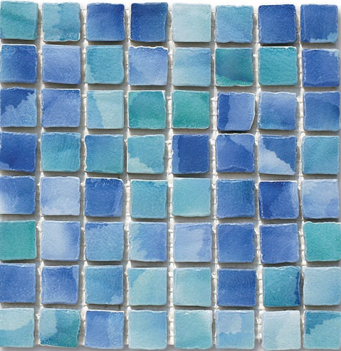 Мозаика Ker-av Frammenti&Riflessi Acqua Verde su Rete (3,75X3,75) KER-9014, цвет голубой, поверхность глянцевая, квадрат, 300x300