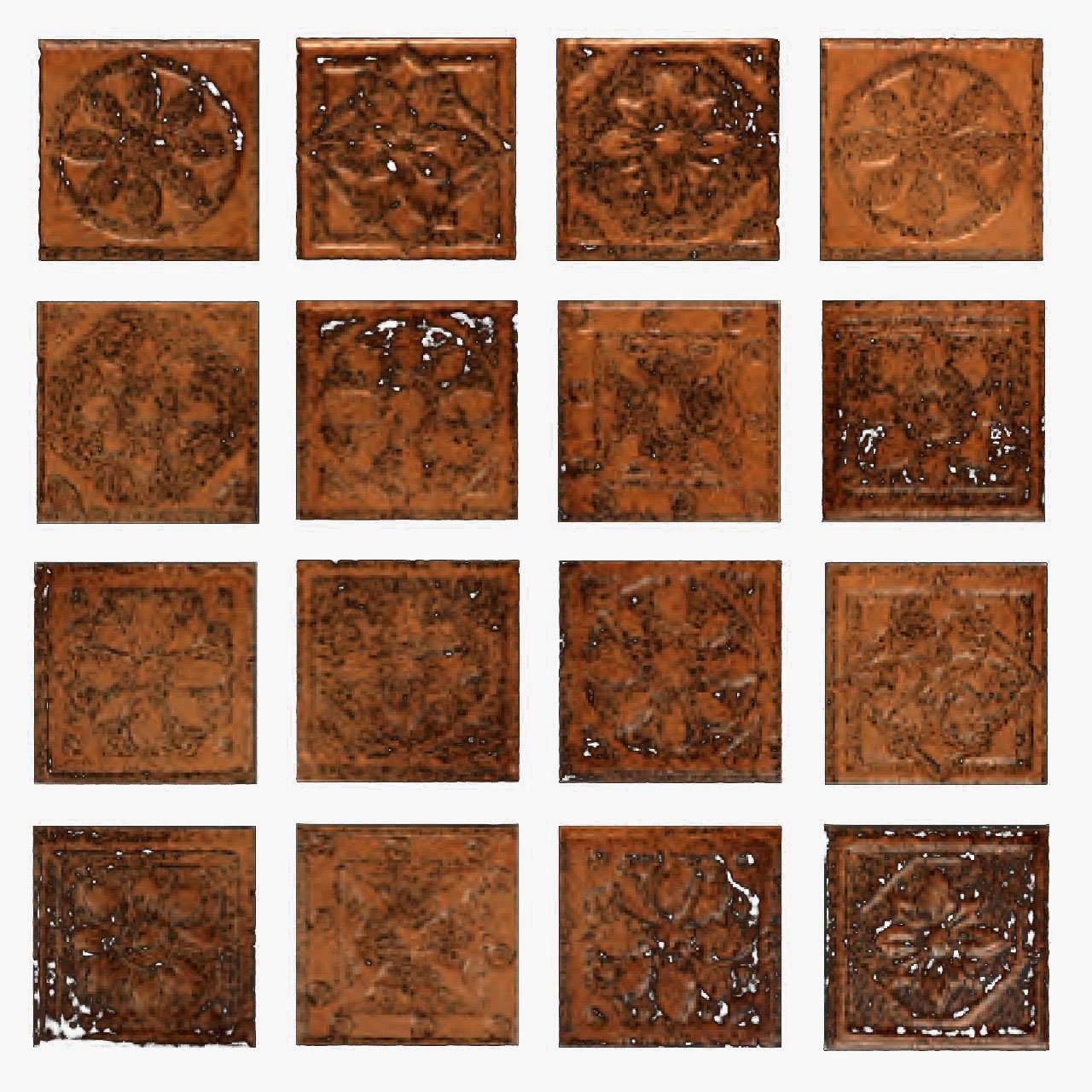 Вставки Azulejos Borja Rusticos Taco Bronce, цвет коричневый, поверхность матовая, квадрат, 80x80