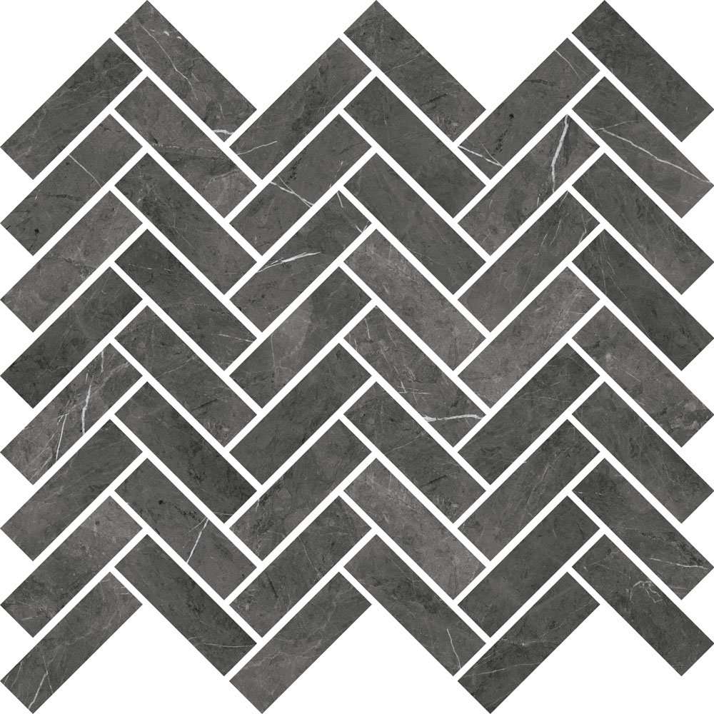 Мозаика ABK Mos.Chevron Pietra Grey Sable 1SR09702, цвет чёрный, поверхность натуральная, шеврон, 300x300