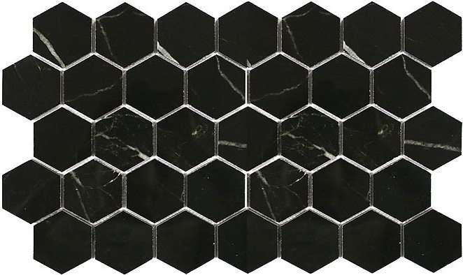Мозаика Bode Marble Porcelain Marrone Oriente Mos Hex Pol BMB7532M1, цвет чёрный, поверхность полированная, прямоугольник, 267x308