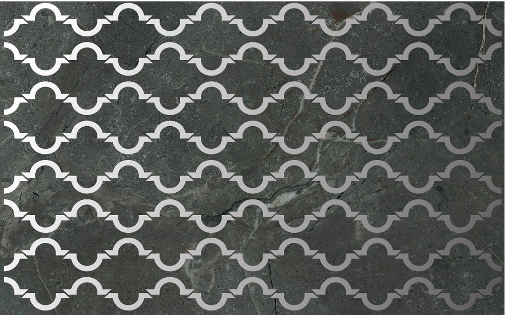 Декоративные элементы Terracotta Middle Age Quatrefoil TD-MA-D-QT, цвет чёрный, поверхность матовая, прямоугольник, 250x400
