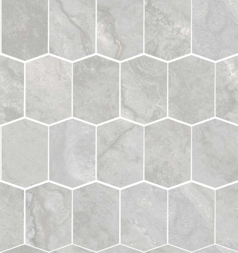 Мозаика Edimax Stream Mosaico Hexagon Silver ret., цвет серый, поверхность матовая, шестиугольник, 310x350