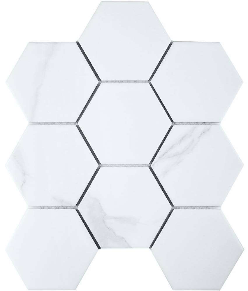 Мозаика Starmosaic Homework Hexagon Big Carrara Matt PMFQ82223, цвет белый, поверхность матовая, шестиугольник, 256x295
