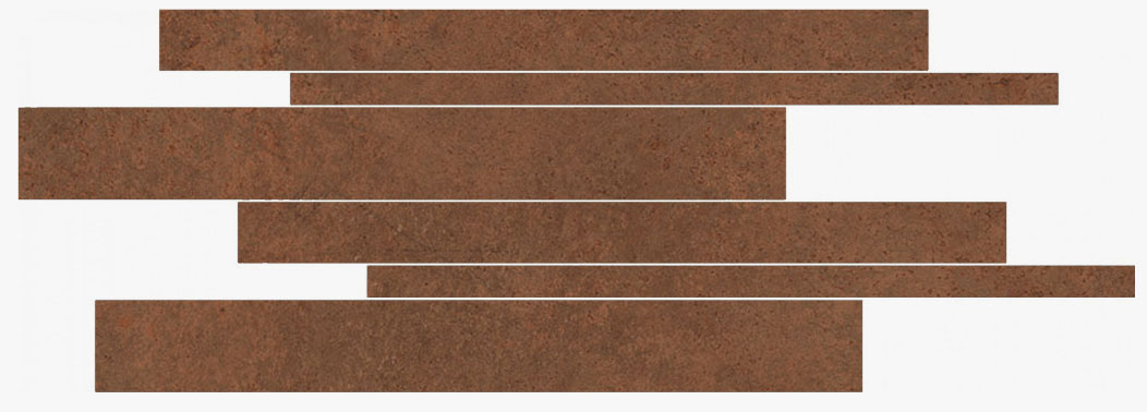 Мозаика Cerdomus Reforge Fascia Brick Corten 97218, цвет коричневый, поверхность матовая, прямоугольник, 200x600