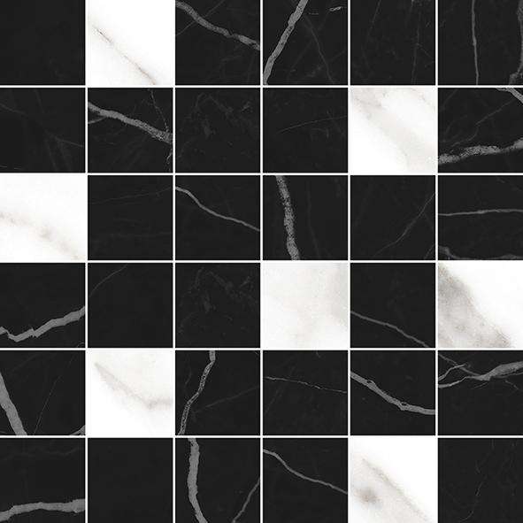 Мозаика Laparet Granada Negro, цвет чёрно-белый, поверхность матовая, квадрат, 300x300