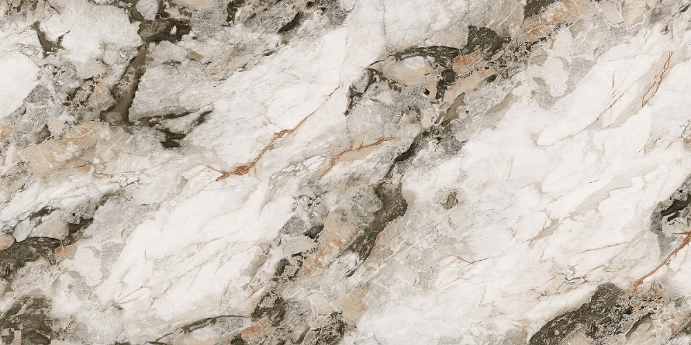 Керамогранит Absolut Gres Roca Full Lappato, цвет белый серый, поверхность лаппатированная, прямоугольник, 600x1200