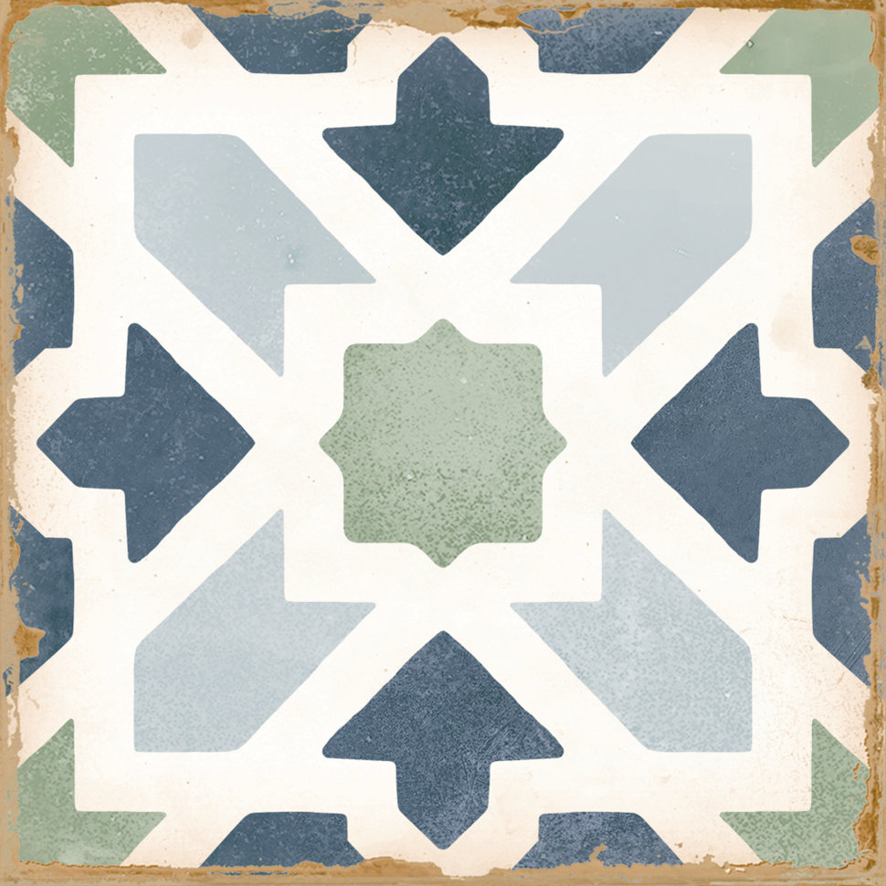 Керамическая плитка Harmony Casablanca Kenzi 29419, цвет белый зелёный синий голубой, поверхность матовая, квадрат, 125x125