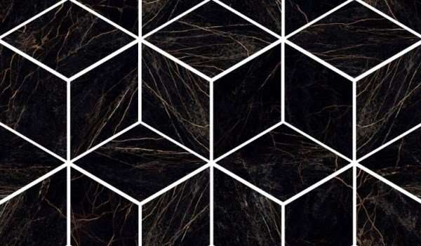 Мозаика Versace Marble Mos.T3 3D Nero 240833, цвет чёрный, поверхность лаппатированная, ромб, 170x291