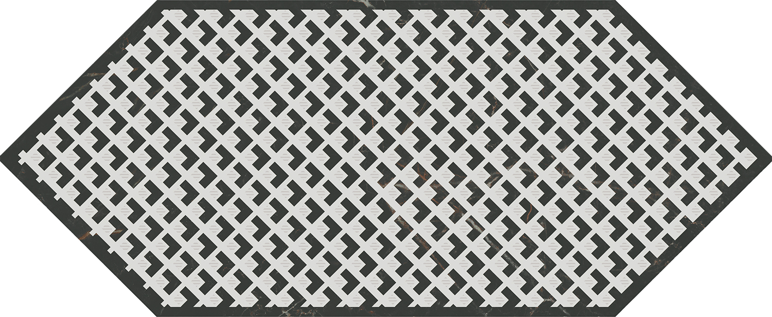 Декоративные элементы Kerama Marazzi Келуш 3 черно-белый HGD\A482\35006, цвет чёрно-белый, поверхность глянцевая, шестиугольник, 140x340