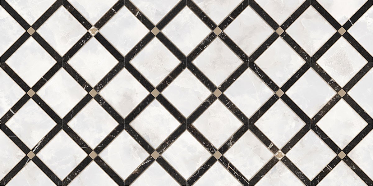 Декоративные элементы Versace Emote Intarsio Bianco-Nero 262544, цвет чёрно-белый, поверхность полированная, прямоугольник, 390x780