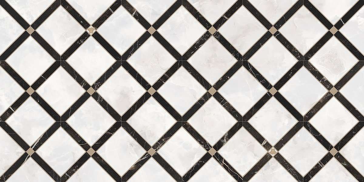 Декоративные элементы Versace Emote Intarsio Bianco-Nero 262544, цвет чёрно-белый, поверхность полированная, прямоугольник, 390x780