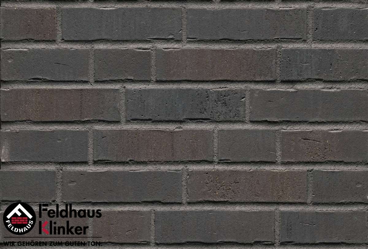 Клинкер Feldhaus Klinker Vascu Vulcano Verdo R737NF11, цвет чёрный, поверхность матовая, под кирпич, 71x240