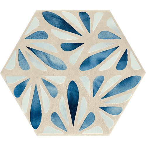 Керамогранит Marca Corona Terracreta Dipinto Marna Esagonо J083, цвет синий, поверхность матовая, шестиугольник, 216x250