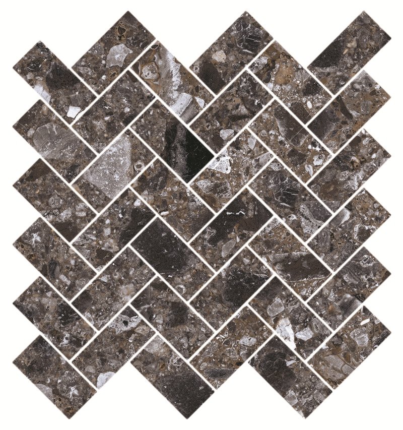Мозаика Kerranova Terrazzo K-333/MR/m06, цвет серый, поверхность матовая, прямоугольник, 282x303