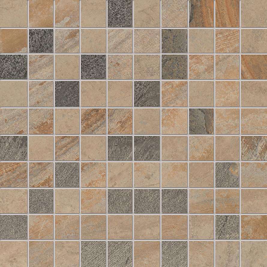 Мозаика Ergon Cornerstone Mosaico Slate Multicolor E2RC, цвет серый коричневый, поверхность натуральная, квадрат, 300x300