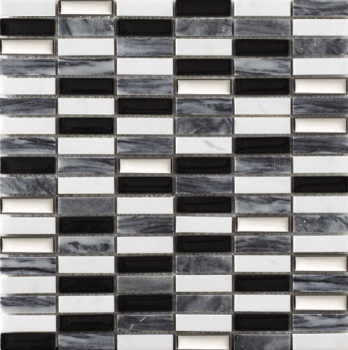 Мозаика Intermatex Kubica Onix, цвет чёрно-белый, поверхность глянцевая, квадрат, 300x300