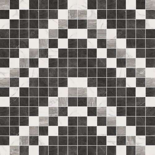 Мозаика ABK Sensi Mos Dekor Cold Lux 1SL09251, цвет чёрно-белый, поверхность глянцевая, квадрат, 300x300