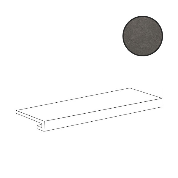 Ступени Cerdomus Concrete Art Gradino Costa Retta Antracite Matt 97654, цвет чёрный, поверхность матовая, прямоугольник, 330x1200