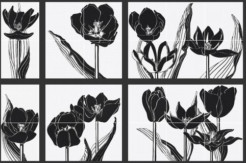 Декоративные элементы Bardelli Tuli-Tuli 2, цвет чёрно-белый, поверхность глянцевая, квадрат, 200x200