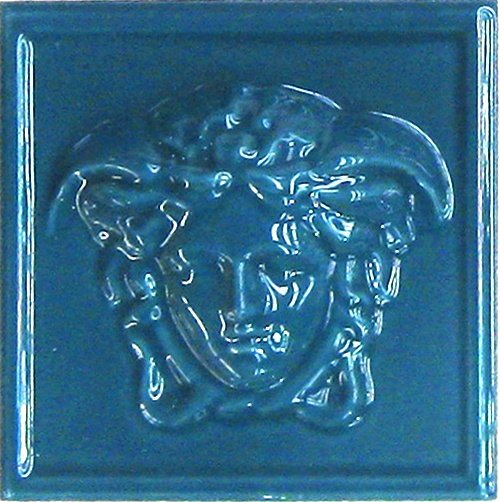 Вставки Versace Emote Medusa 3D Ottanio 262673, цвет голубой, поверхность полированная 3d (объёмная), квадрат, 100x100