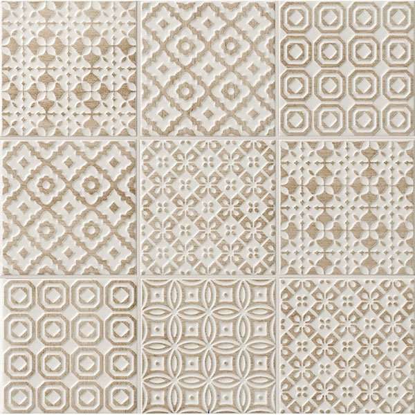 Декоративные элементы Bayker Batik Deco Tortora, цвет бежевый, поверхность структурированная, квадрат, 100x100