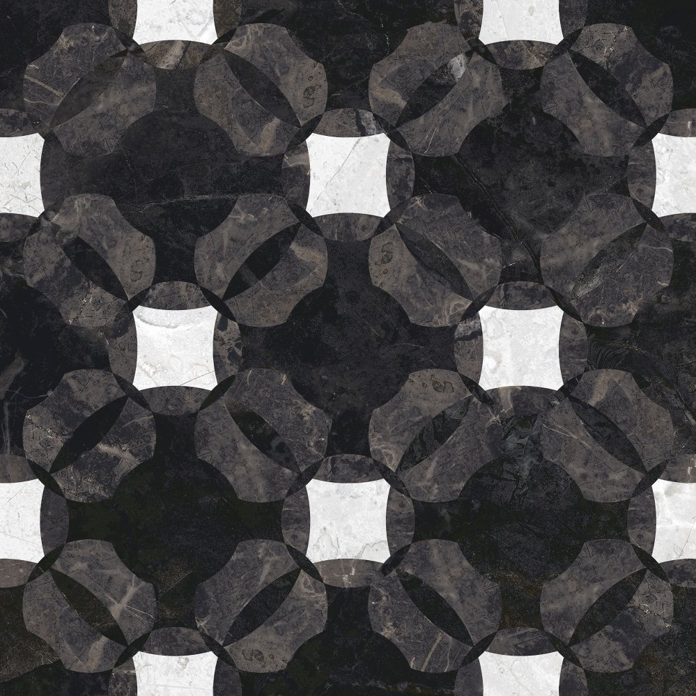 Керамогранит Cersanit Queen Многоцветный QN4R452, цвет чёрный, поверхность матовая, квадрат, 420x420
