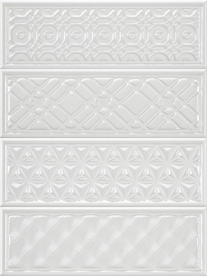 Декоративные элементы Heralgi Garden Dec Geometry Blanco, цвет белый, поверхность рельефная, прямоугольник, 100x300