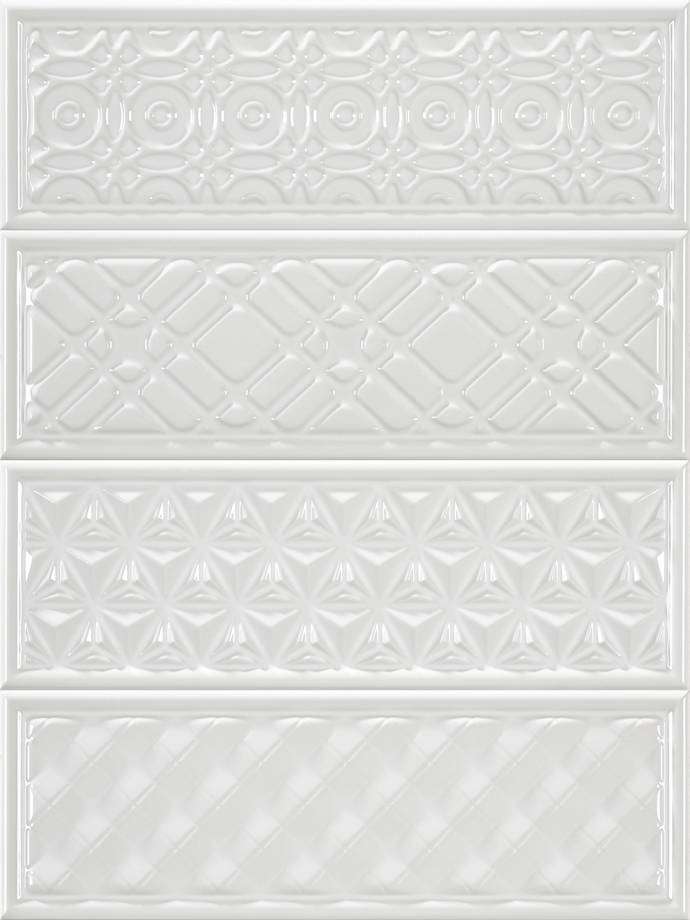 Декоративные элементы Heralgi Garden Dec Geometry Blanco, цвет белый, поверхность рельефная, прямоугольник, 100x300