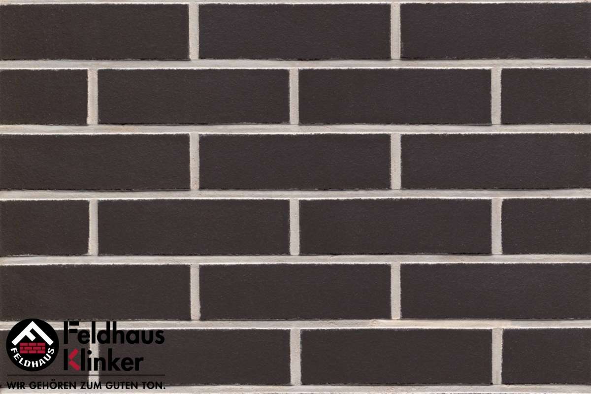Клинкер Feldhaus Klinker Classic Anthracit Liso R700LDF14, цвет чёрный, поверхность матовая, под кирпич, 52x290