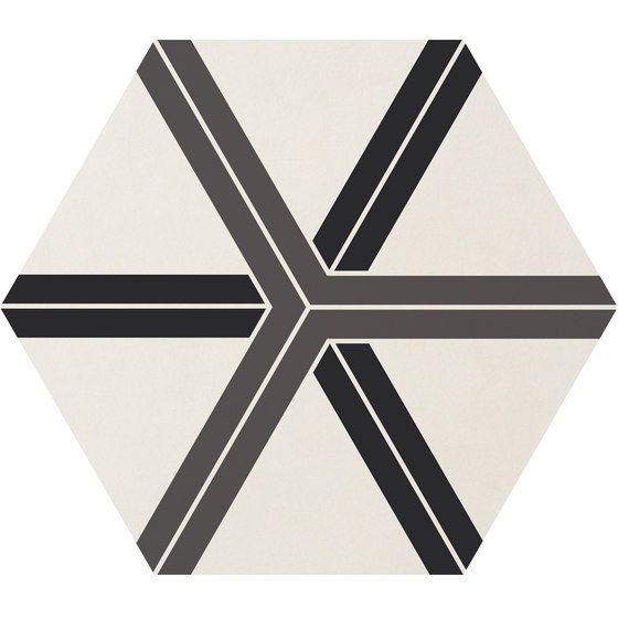 Керамогранит Ornamenta Corebasic Plot White CB60PLW, цвет чёрно-белый, поверхность матовая, шестиугольник, 600x600