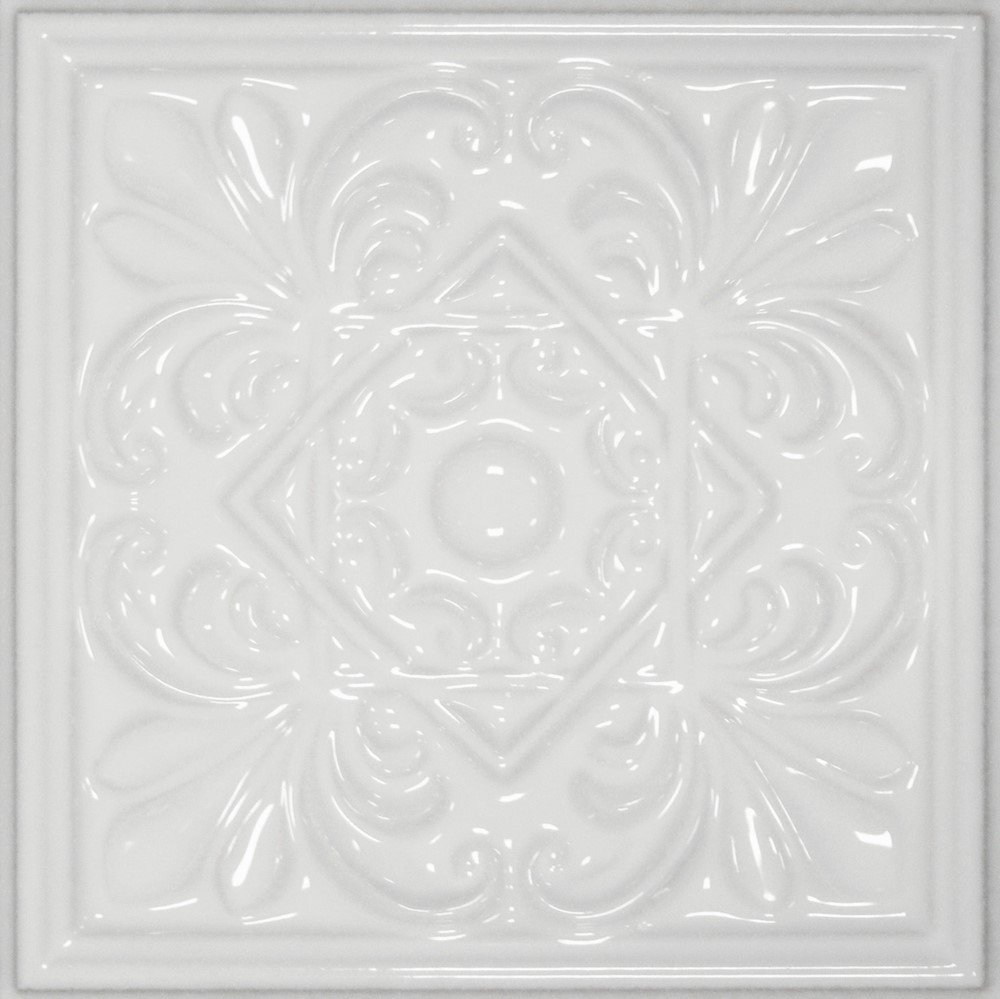 Декоративные элементы Cevica Classic 1 White Zinc CV62799, цвет белый, поверхность глянцевая, квадрат, 150x150