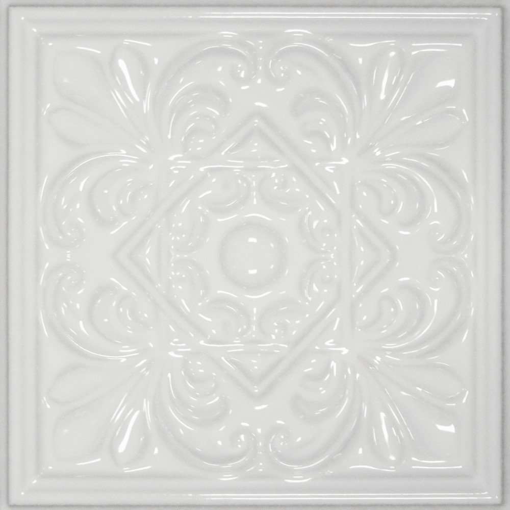 Декоративные элементы Cevica Classic 1 White Zinc CV62799, цвет белый, поверхность глянцевая, квадрат, 150x150