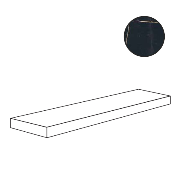 Ступени Ariana Nobile Angolare Top Sx Port Noir Lux PF60012227, цвет чёрный, поверхность полированная, прямоугольник, 320x1200