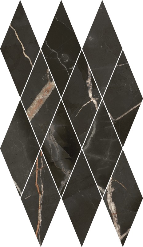 Мозаика Italon Stellaris Mosaico Diamond Absolut Black 620110000208, цвет чёрный, поверхность матовая, ромб, 280x480