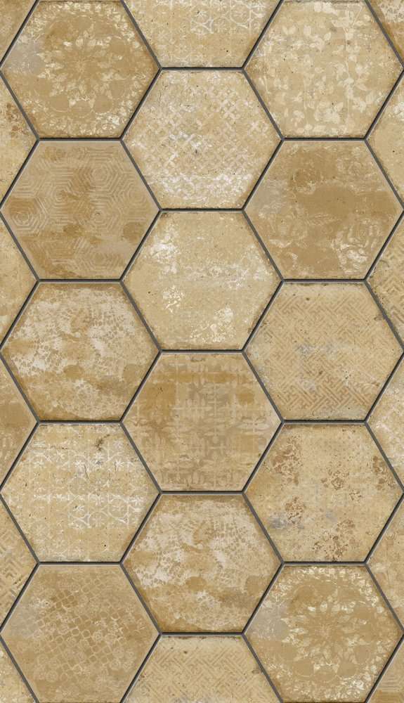 Декоративные элементы Marca Corona Bricklane Beige Esagono Decoro, цвет бежевый, поверхность матовая, прямоугольник, 216x250