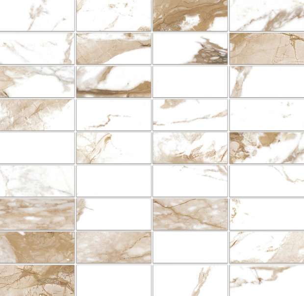 Мозаика Meissen Wild Chic белый A16678, цвет белый бежевый, поверхность глянцевая, прямоугольник, 300x300