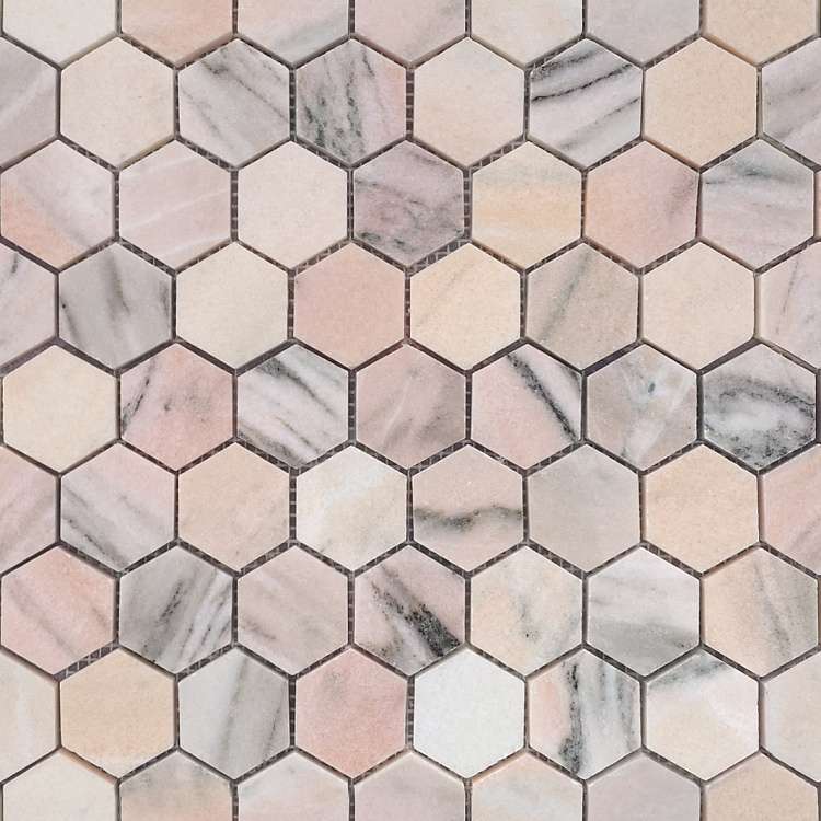 Мозаика Caramelle Mosaic Pietrine Hexagonal Rosa Salmone, цвет розовый, поверхность матовая, шестиугольник, 289x292