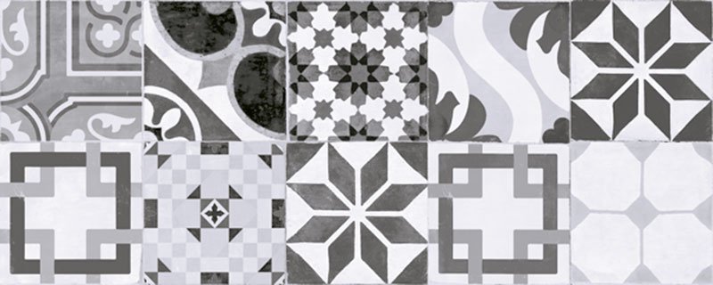 Декоративные элементы Superceramica Nevada Decor Gris, цвет чёрно-белый, поверхность матовая, прямоугольник, 200x500