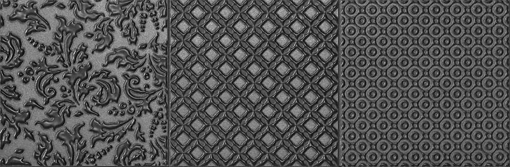 Декоративные элементы Fap Roma Tracce Grafite Inserto Mix 3 fLZP, цвет чёрный, поверхность матовая, прямоугольник, 200x600