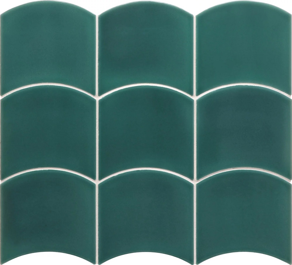 Керамическая плитка Equipe Wave Teal Grassy 28840, цвет зелёный, поверхность глянцевая, чешуя, 120x120