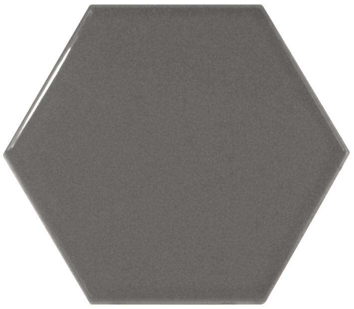 Керамическая плитка Equipe Scale Hexagon Dark Grey 21913, цвет серый тёмный, поверхность глянцевая, шестиугольник, 107x124