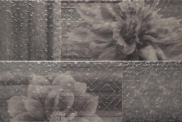 Панно Keramex Dec. Honey Grey, цвет серый, поверхность глянцевая, прямоугольник, 400x600