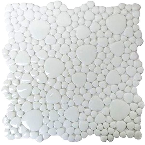 Мозаика Chakmaks Pebble D.101, цвет белый, поверхность глянцевая, квадрат, 290x290