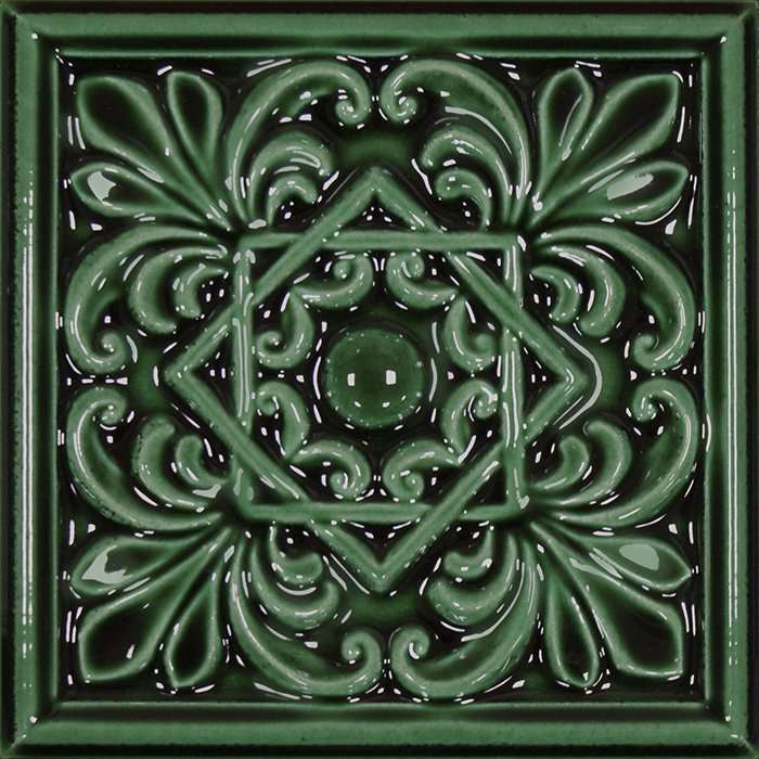 Вставки Cobsa Plus Classic 1 Esmeralda, цвет зелёный, поверхность глянцевая, квадрат, 150x150