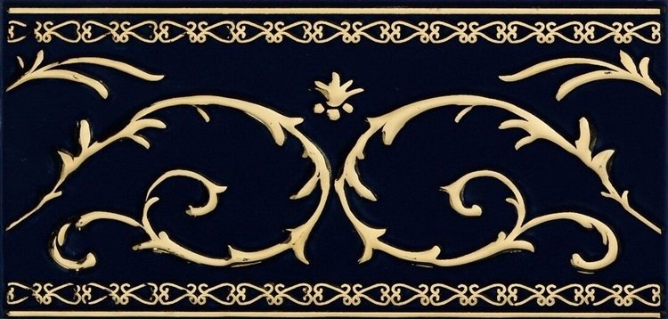 Бордюры Petracers Grand Elegance Gold Narciso B Su Blu Royal, цвет синий, поверхность глянцевая, прямоугольник, 100x200