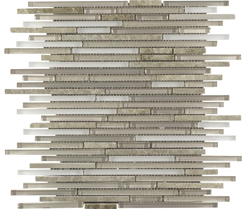 Мозаика Dune Materia Mosaics Smile 187275, цвет серый, поверхность глянцевая, прямоугольник, 298x308