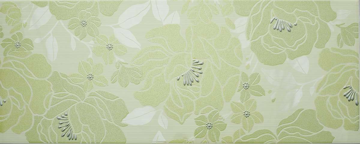 Декоративные элементы Essere Allegria Fiore Menta, цвет зелёный, поверхность глянцевая, прямоугольник, 200x500