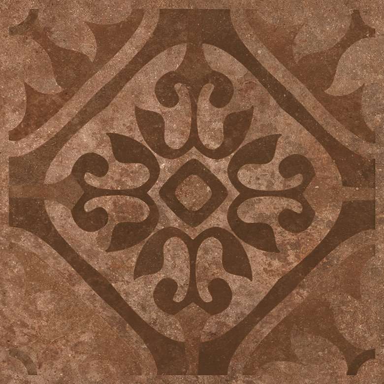 Керамогранит Ceranosa Livorno Deco Medici Terracotta, цвет коричневый, поверхность матовая, квадрат, 402x402